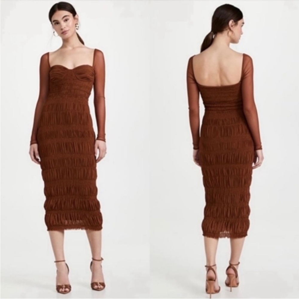 Self-Portrait Brown Tiered Sheath Cocktail Dress - Picture 2 of 3